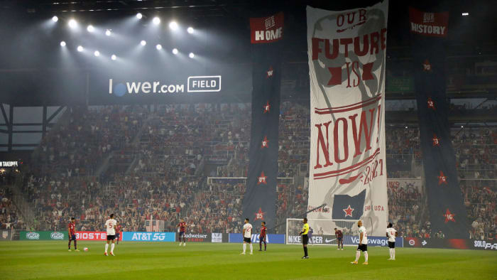 Fans in Columbus unveil a tifo for USMNT vs. Costa Rica